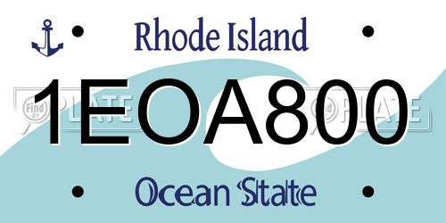 1EOA800 Rhode Island License Plate