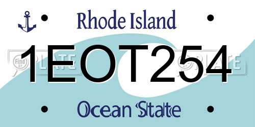 1EOT254 Rhode Island License Plate