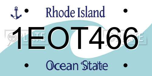 1EOT466 Rhode Island License Plate
