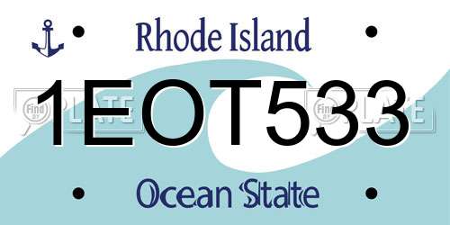 1EOT533 Rhode Island License Plate