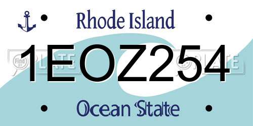 1EOZ254 Rhode Island License Plate