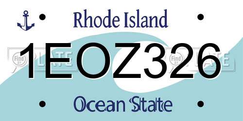 1EOZ326 Rhode Island License Plate