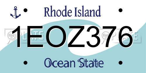 1EOZ376 Rhode Island License Plate