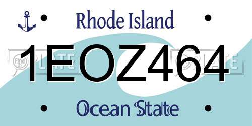 1EOZ464 Rhode Island License Plate