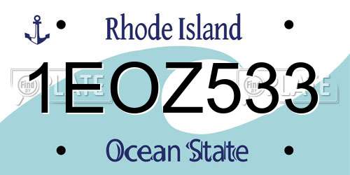 1EOZ533 Rhode Island License Plate
