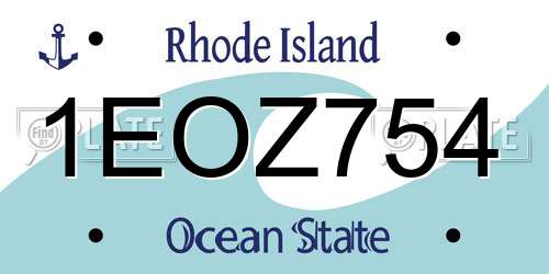1EOZ754 Rhode Island License Plate