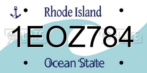 1EOZ784 Rhode Island License Plate