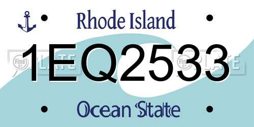 1EQ2533 Rhode Island License Plate