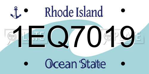 1EQ7019 Rhode Island License Plate