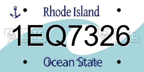 1EQ7326 Rhode Island License Plate