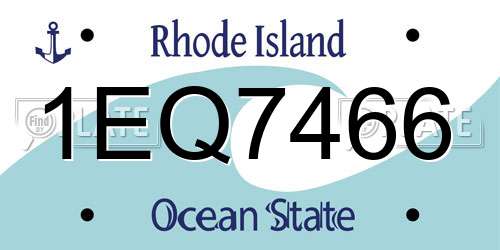 1EQ7466 Rhode Island License Plate