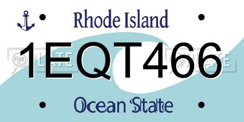 1EQT466 Rhode Island License Plate