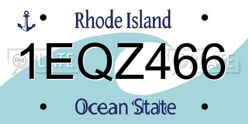 1EQZ466 Rhode Island License Plate