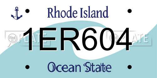 1ER604 Rhode Island License Plate