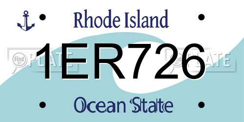 1ER726 Rhode Island License Plate