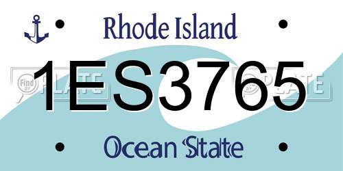 1ES3765 Rhode Island License Plate