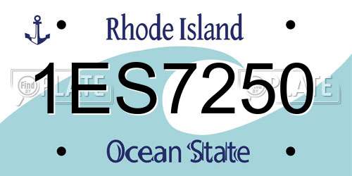 1ES7250 Rhode Island License Plate