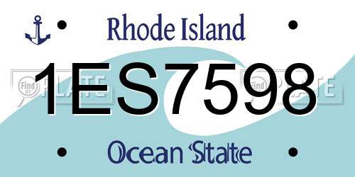 1ES7598 Rhode Island License Plate