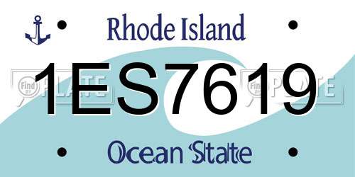 1ES7619 Rhode Island License Plate