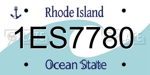 1ES7780 Rhode Island License Plate