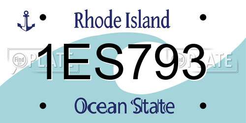 1ES793 Rhode Island License Plate