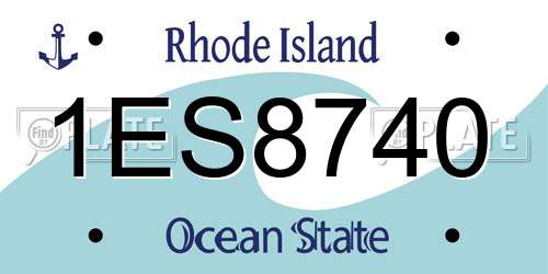 1ES8740 Rhode Island License Plate