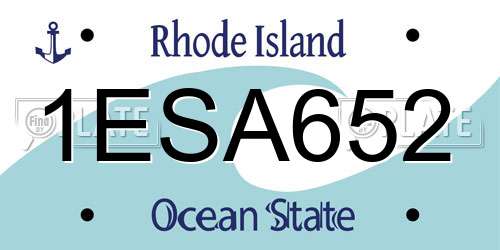 1ESA652 Rhode Island License Plate