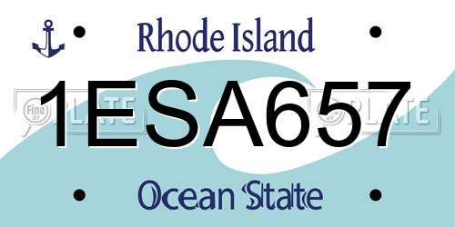 1ESA657 Rhode Island License Plate