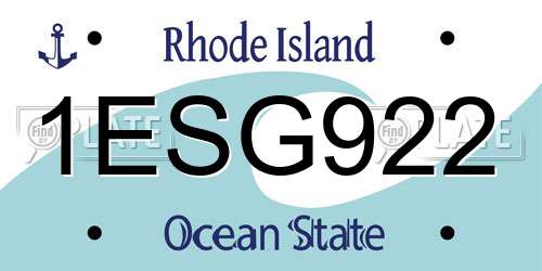 1ESG922 Rhode Island License Plate