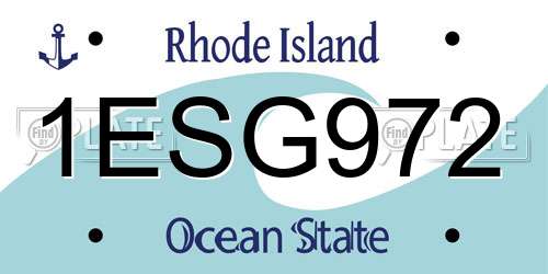 1ESG972 Rhode Island License Plate