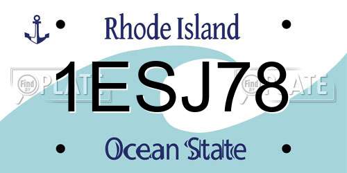 1ESJ78 Rhode Island License Plate