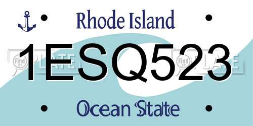 1ESQ523 Rhode Island License Plate