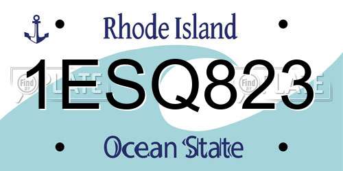 1ESQ823 Rhode Island License Plate