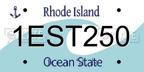 1EST250 Rhode Island License Plate