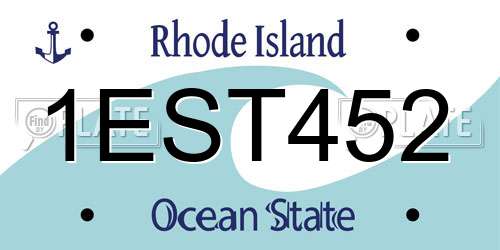 1EST452 Rhode Island License Plate