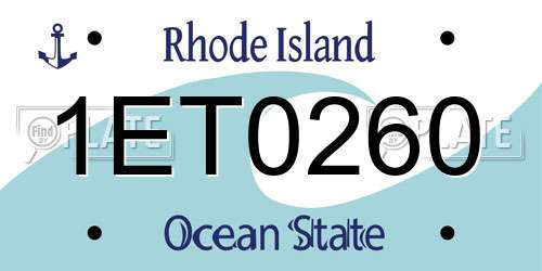1ET0260 Rhode Island License Plate