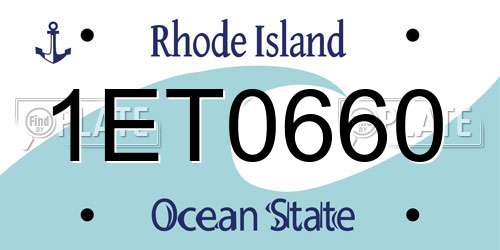 1ET0660 Rhode Island License Plate