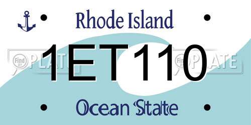 1ET110 Rhode Island License Plate