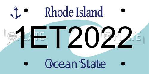 1ET2022 Rhode Island License Plate