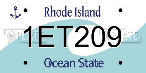 1ET209 Rhode Island License Plate