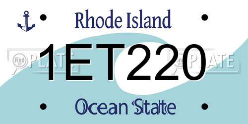 1ET220 Rhode Island License Plate