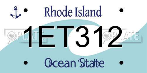 1ET312 Rhode Island License Plate