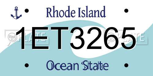 1ET3265 Rhode Island License Plate