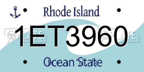 1ET3960 Rhode Island License Plate