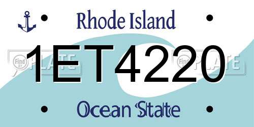 1ET4220 Rhode Island License Plate