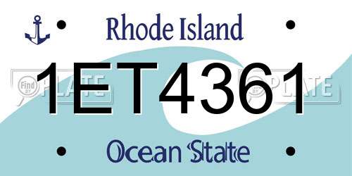 1ET4361 Rhode Island License Plate