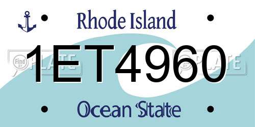 1ET4960 Rhode Island License Plate