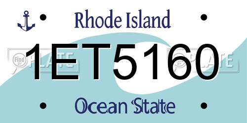 1ET5160 Rhode Island License Plate