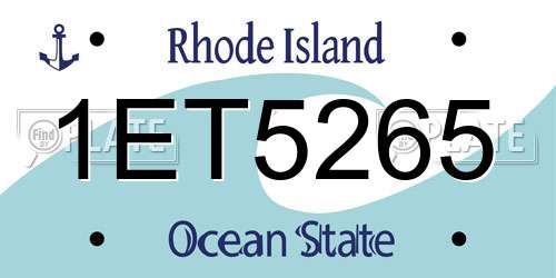 1ET5265 Rhode Island License Plate