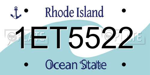 1ET5522 Rhode Island License Plate